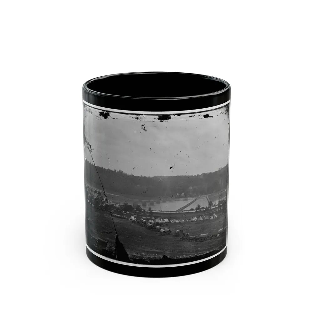 Berlin (Now Brunswick), Md. Pontoon Bridge And Ruins Of The Stone Bridge (U.S. Civil War) Black Coffee Mug-11oz-Go Mug Yourself