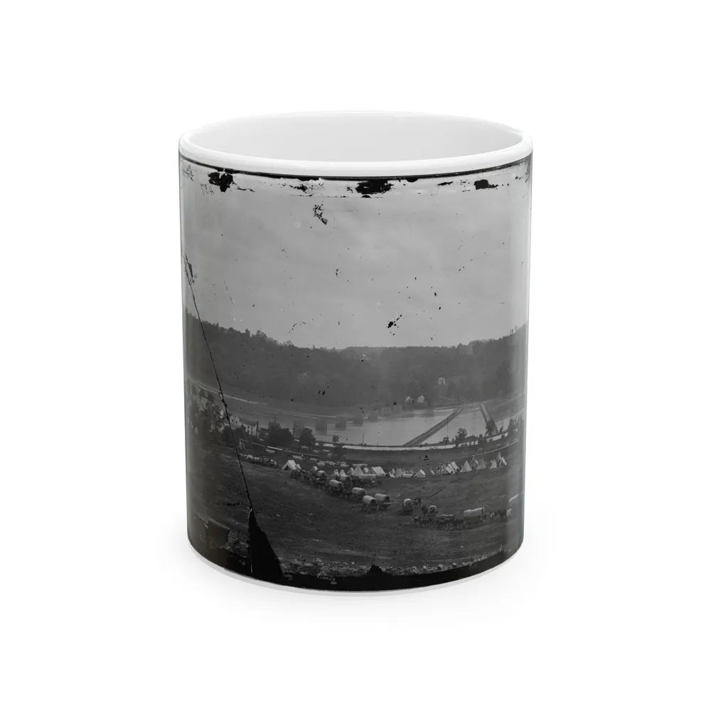 Berlin (Now Brunswick), Md. Pontoon Bridge And Ruins Of The Stone Bridge (U.S. Civil War) White Coffee Mug-11oz-Go Mug Yourself