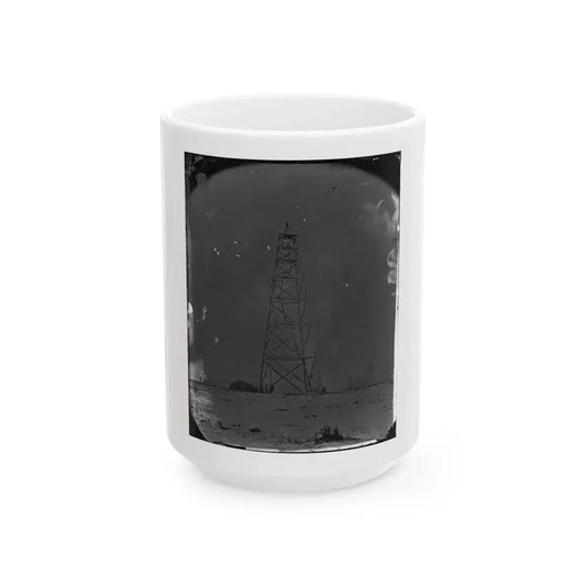 Bermuda Hundred, James River, Virginia. Signal Tower On Left Of Bermuda Line (U.S. Civil War) White Coffee Mug 15oz - Go Mug Yourself