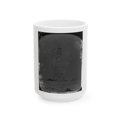 Bermuda Hundred, James River, Virginia. Signal Tower On Left Of Bermuda Line (U.S. Civil War) White Coffee Mug 15oz - Go Mug Yourself