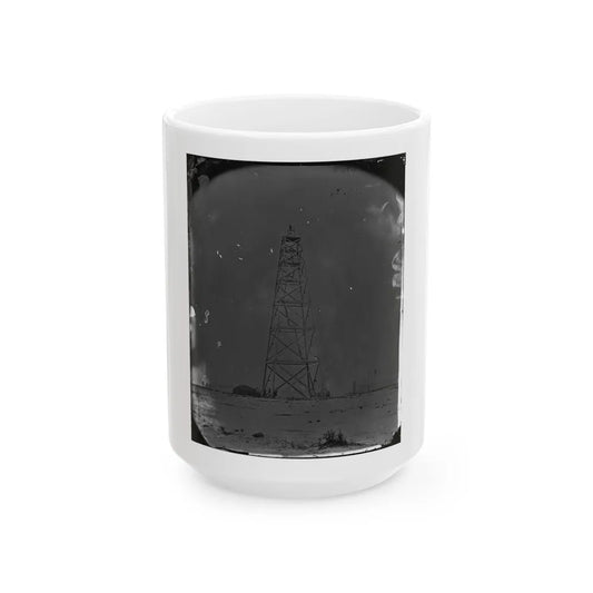 Bermuda Hundred, James River, Virginia. Signal Tower On Left Of Bermuda Line (U.S. Civil War) White Coffee Mug-15oz-Go Mug Yourself