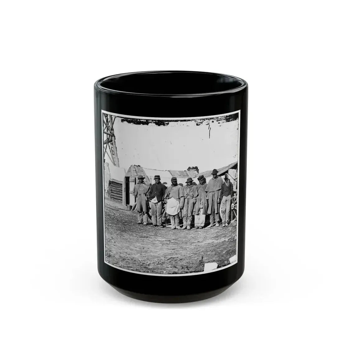 Bermuda Hundred, Va. African-American Teamsters Near The Signal Tower (U.S. Civil War) Black Coffee Mug 15oz - Go Mug Yourself