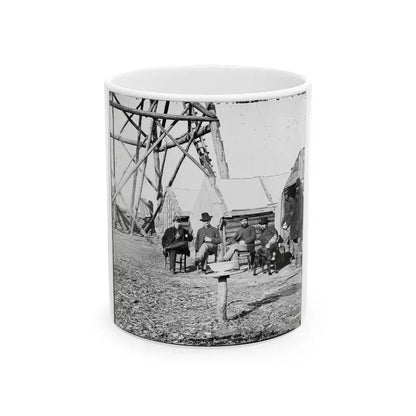 Bermuda Hundred, Va. Officers By Their Quarters Near The Signal Tower (U.S. Civil War) White Coffee Mug 11oz - Go Mug Yourself