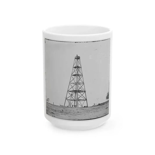Bermuda Hundred, Va. Signal Tower On Left Of The Line Near The Appomattox River (U.S. Civil War) White Coffee Mug 15oz - Go Mug Yourself