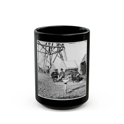 Bermuda Hundred, Va. Officers By Their Quarters Near The Signal Tower (U.S. Civil War) Black Coffee Mug-15oz-Go Mug Yourself