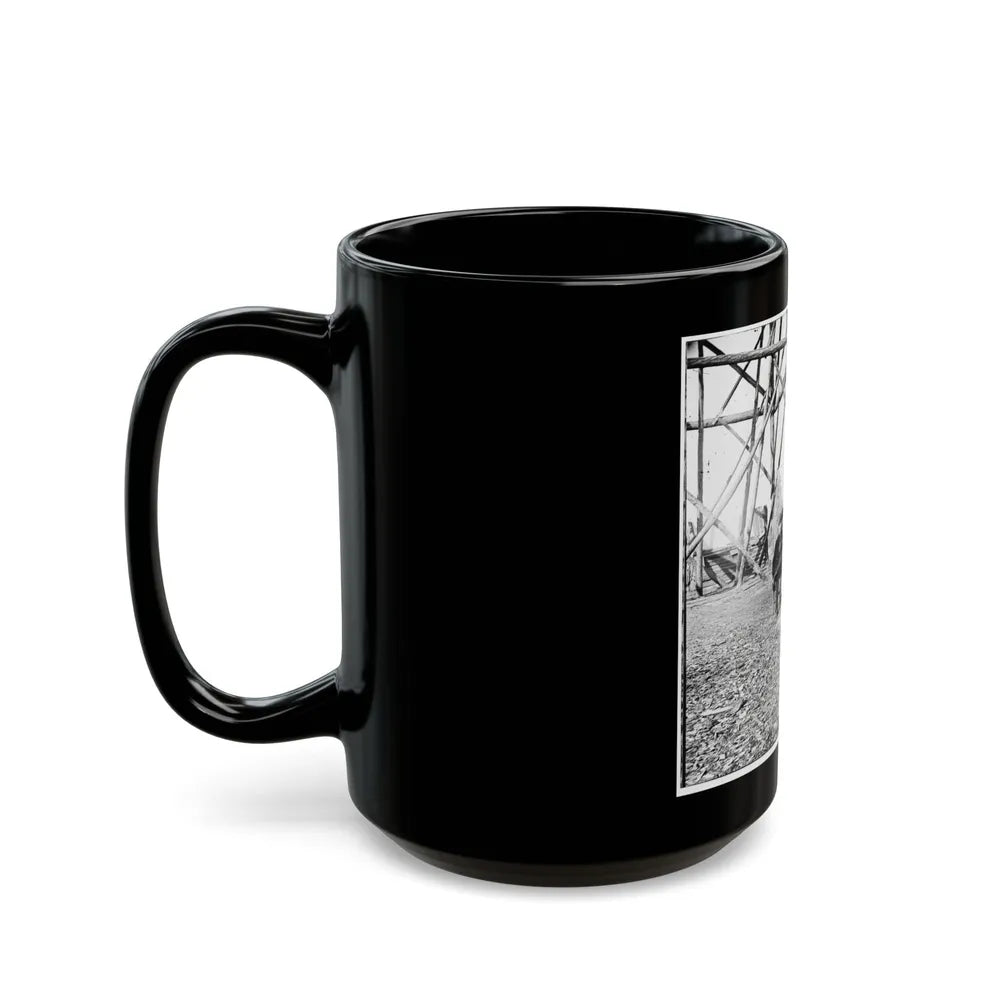 Bermuda Hundred, Va. Officers By Their Quarters Near The Signal Tower (U.S. Civil War) Black Coffee Mug-Go Mug Yourself