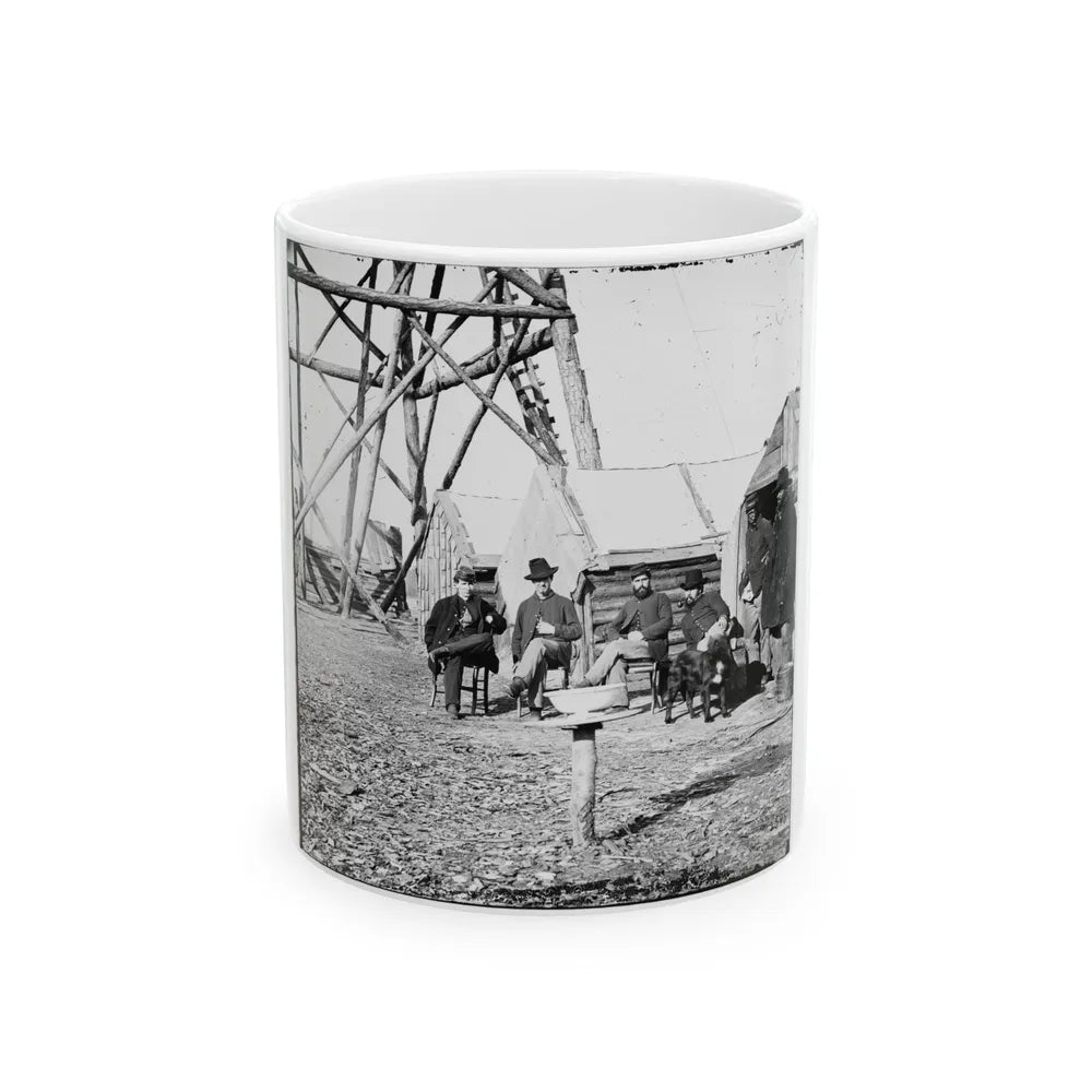 Bermuda Hundred, Va. Officers By Their Quarters Near The Signal Tower (U.S. Civil War) White Coffee Mug-11oz-Go Mug Yourself