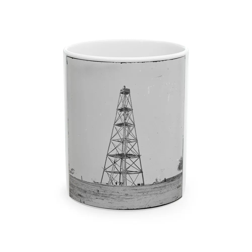 Bermuda Hundred, Va. Signal Tower On Left Of The Line Near The Appomattox River (U.S. Civil War) White Coffee Mug-11oz-Go Mug Yourself