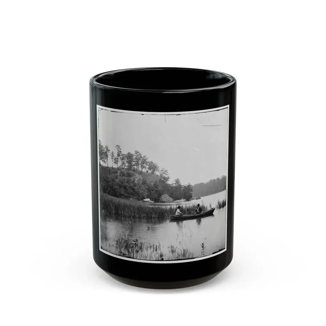 Bermuda Hundred, Virginia. Fishing On The James River (U.S. Civil War) Black Coffee Mug 15oz - Go Mug Yourself