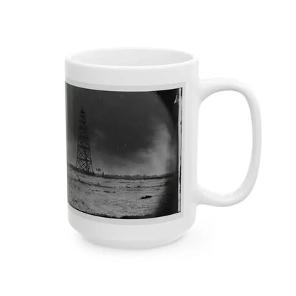 Bermuda Hundred, Virginia. Lookout Tower On Left Of Bermuda Hundred Line (U.S. Civil War) White Coffee Mug - Go Mug Yourself