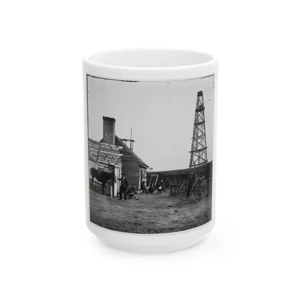 Bermuda Hundred, Virginia. Photographer At Butler's Signal Tower (U.S. Civil War) White Coffee Mug 15oz - Go Mug Yourself