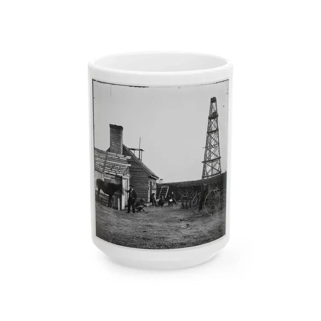 Bermuda Hundred, Virginia. Photographer At Butler's Signal Tower (U.S. Civil War) White Coffee Mug 15oz - Go Mug Yourself