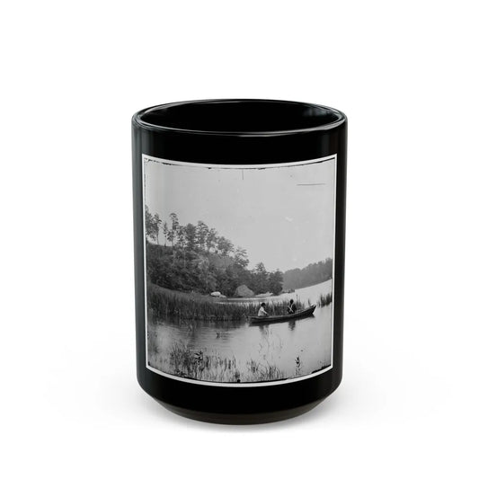 Bermuda Hundred, Virginia. Fishing On The James River (U.S. Civil War) Black Coffee Mug-15oz-Go Mug Yourself