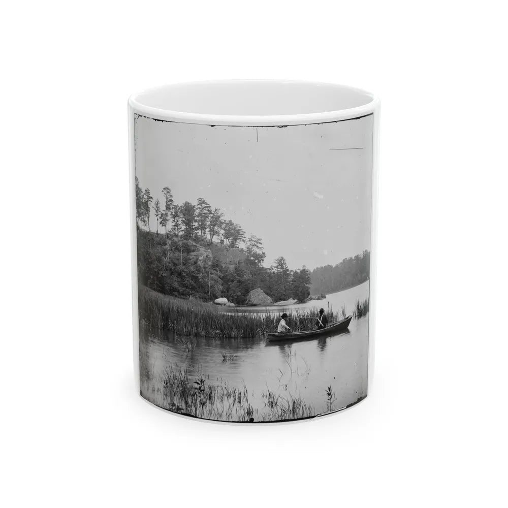 Bermuda Hundred, Virginia. Fishing On The James River (U.S. Civil War) White Coffee Mug-11oz-Go Mug Yourself