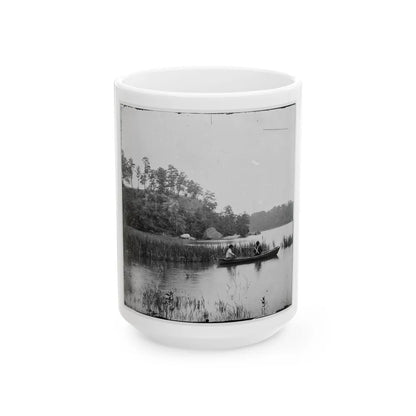 Bermuda Hundred, Virginia. Fishing On The James River (U.S. Civil War) White Coffee Mug-15oz-Go Mug Yourself