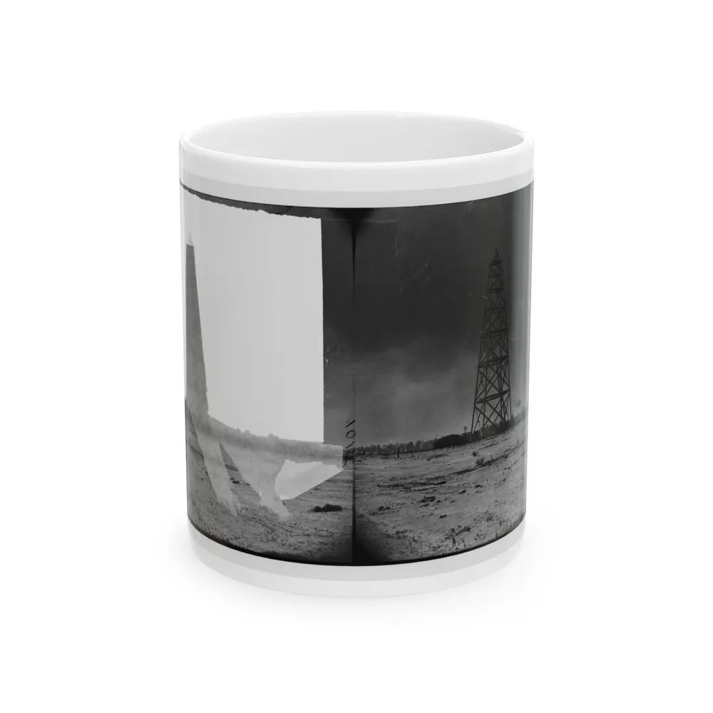 Bermuda Hundred, Virginia. Lookout Tower On Left Of Bermuda Hundred Line (U.S. Civil War) White Coffee Mug-11oz-Go Mug Yourself