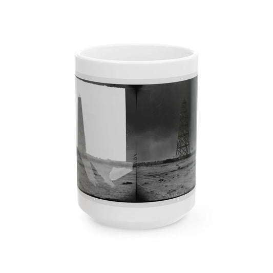 Bermuda Hundred, Virginia. Lookout Tower On Left Of Bermuda Hundred Line (U.S. Civil War) White Coffee Mug-15oz-Go Mug Yourself