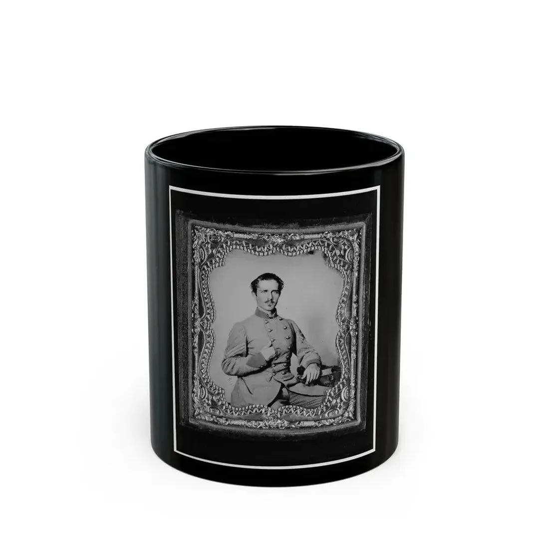 Bernard Bluecher Graves, Corp., C.S.A., Three-Quarter Length Portrait, Seated, Facing Front (U.S. Civil War) Black Coffee Mug 11oz - Go Mug Yourself
