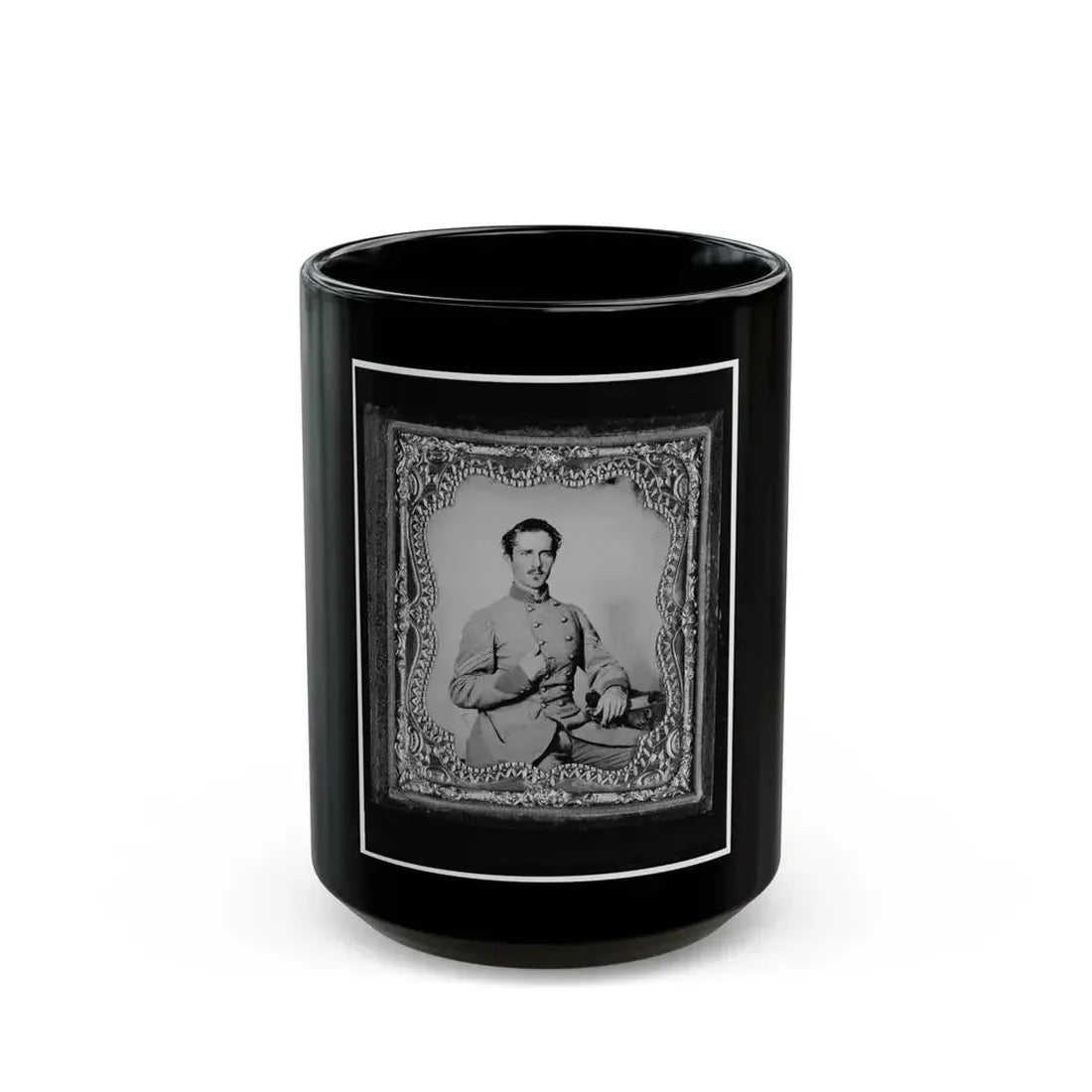 Bernard Bluecher Graves, Corp., C.S.A., Three-Quarter Length Portrait, Seated, Facing Front (U.S. Civil War) Black Coffee Mug 15oz - Go Mug Yourself