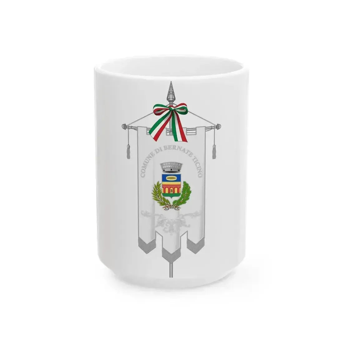 Bernate Ticino-Gonfalone (Italy) White Coffee Mug 15oz - Go Mug Yourself
