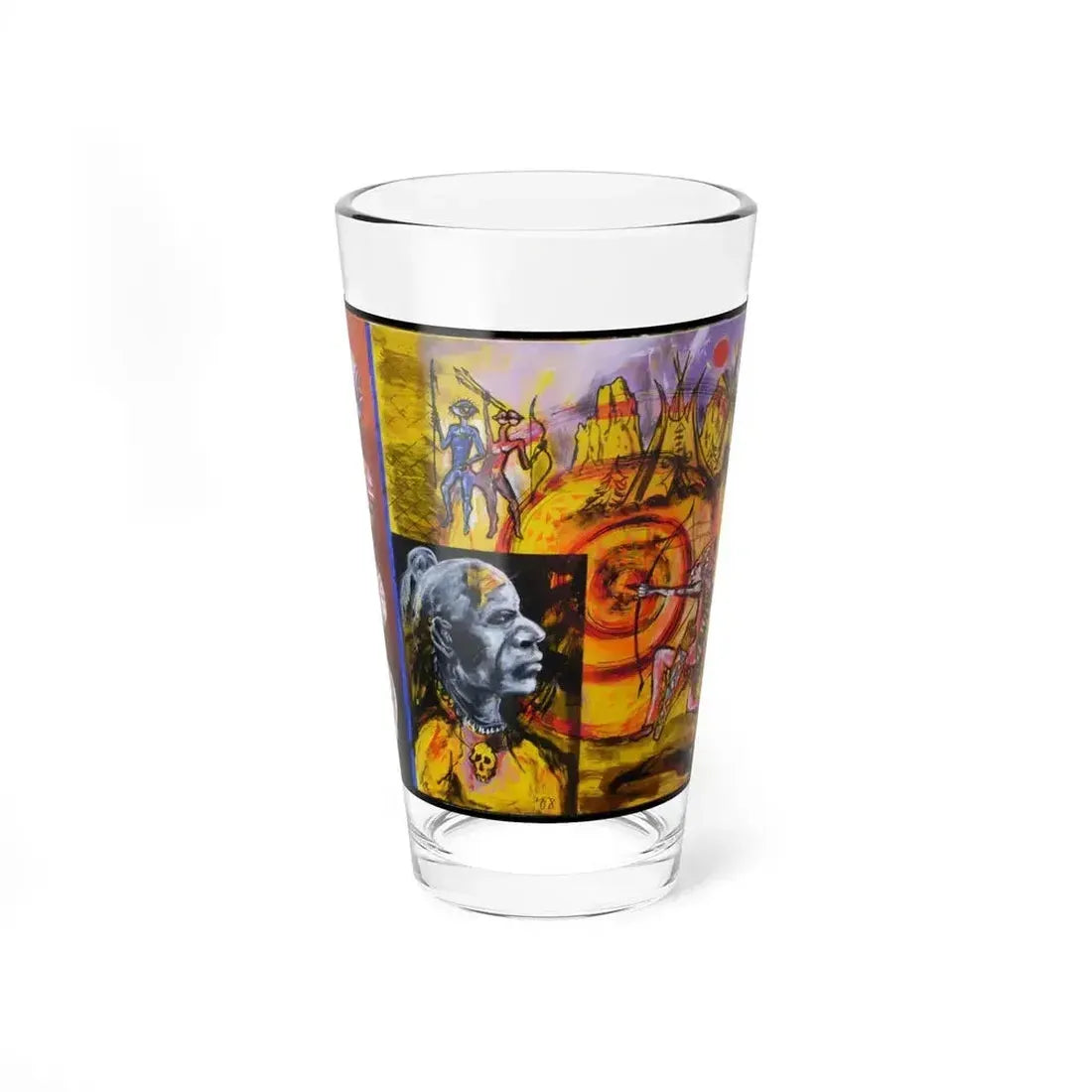 Bernd Kugler - Hurone-warrior (Native Americans in Art) Pint Glass 16oz 16oz - Go Mug Yourself