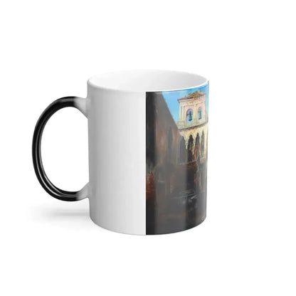 Bernhard H Fiedler (1816-1904) Cloister in Venice - oil on canvas - 1844 - Color Changing Mug 11oz - Go Mug Yourself