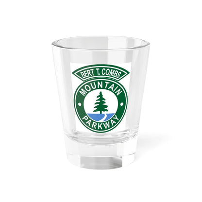 Bert T. Combs Mountain Parkway logo (Kentucky) (Road Sign) Shot Glass 1.5oz 1.5oz - Go Mug Yourself