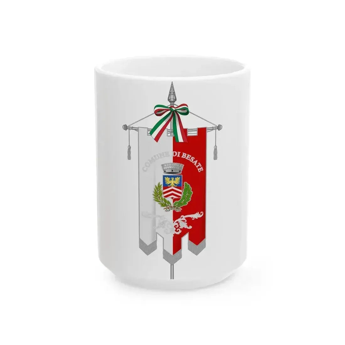 Besate-Gonfalone (Italy) White Coffee Mug 15oz - Go Mug Yourself