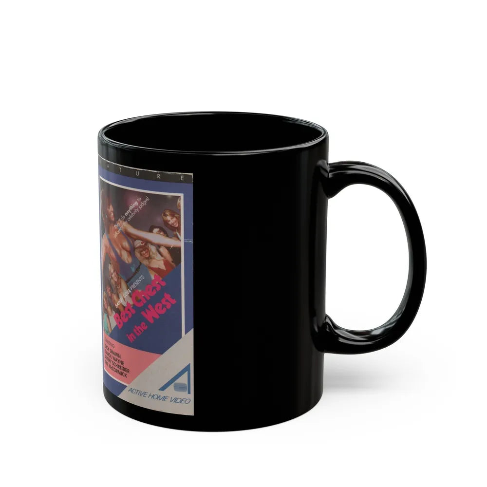 BEST CHEST IN THE WEST (VHS COVER) - Black Coffee Mug-Go Mug Yourself