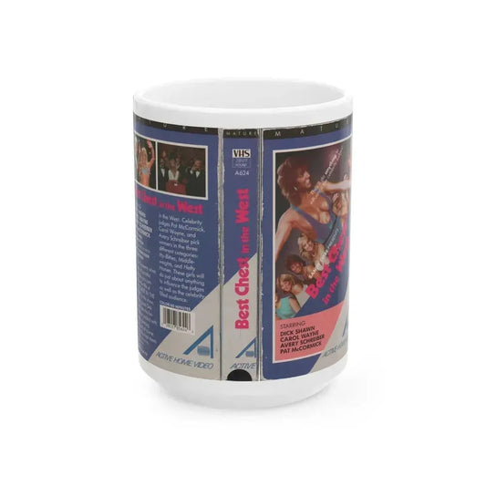 BEST CHEST IN THE WEST (VHS COVER) - White Coffee Mug 15oz - Go Mug Yourself