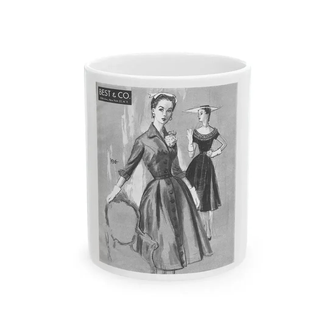 Best & Co. advertisement, 1954 - White Coffee Mug 11oz - Go Mug Yourself
