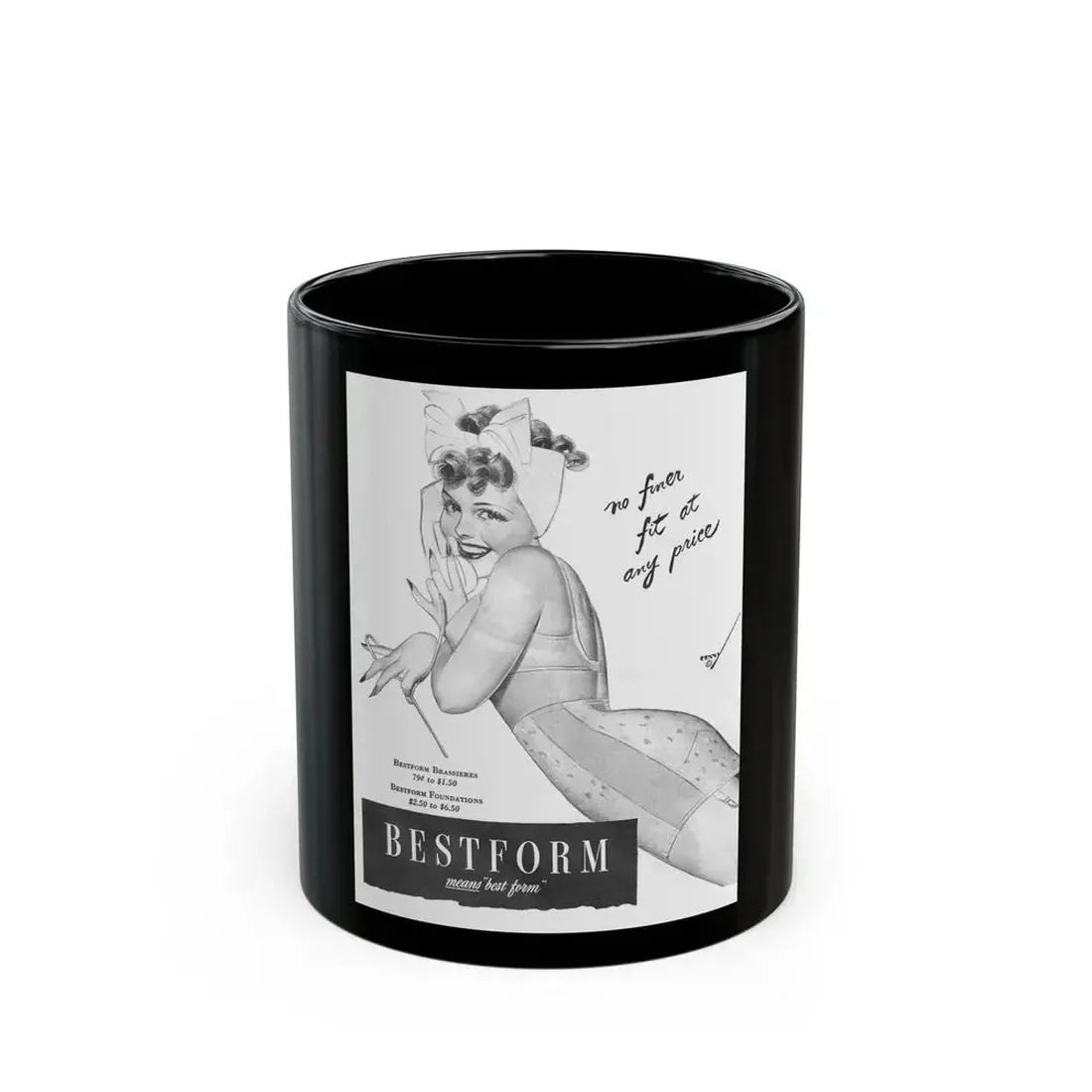 Best Form advertisement (1), 1945 - Black Coffee Mug 11oz - Go Mug Yourself