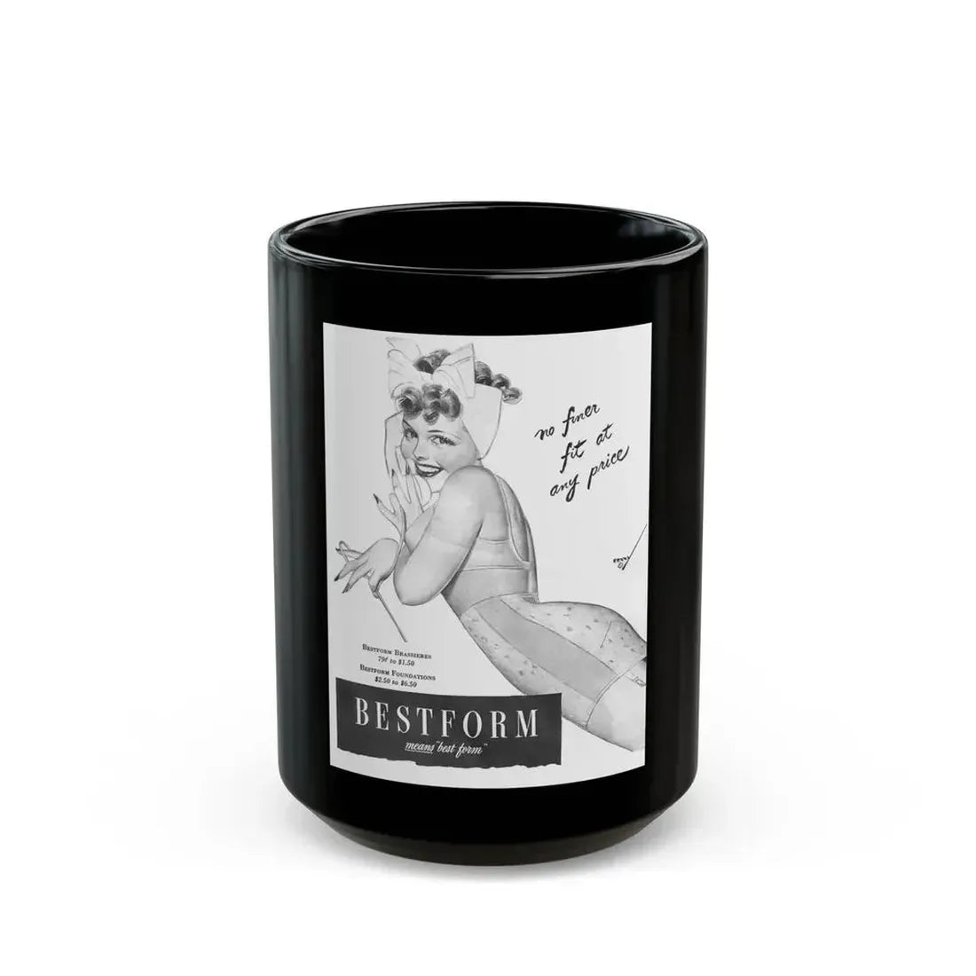 Best Form advertisement (1), 1945 - Black Coffee Mug 15oz - Go Mug Yourself