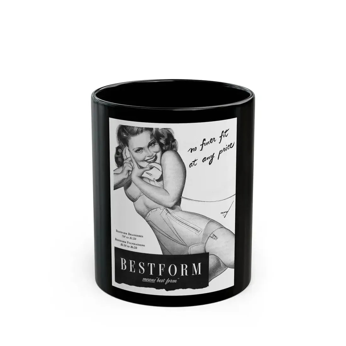 Best Form advertisement (2), 1945 - Black Coffee Mug 11oz - Go Mug Yourself