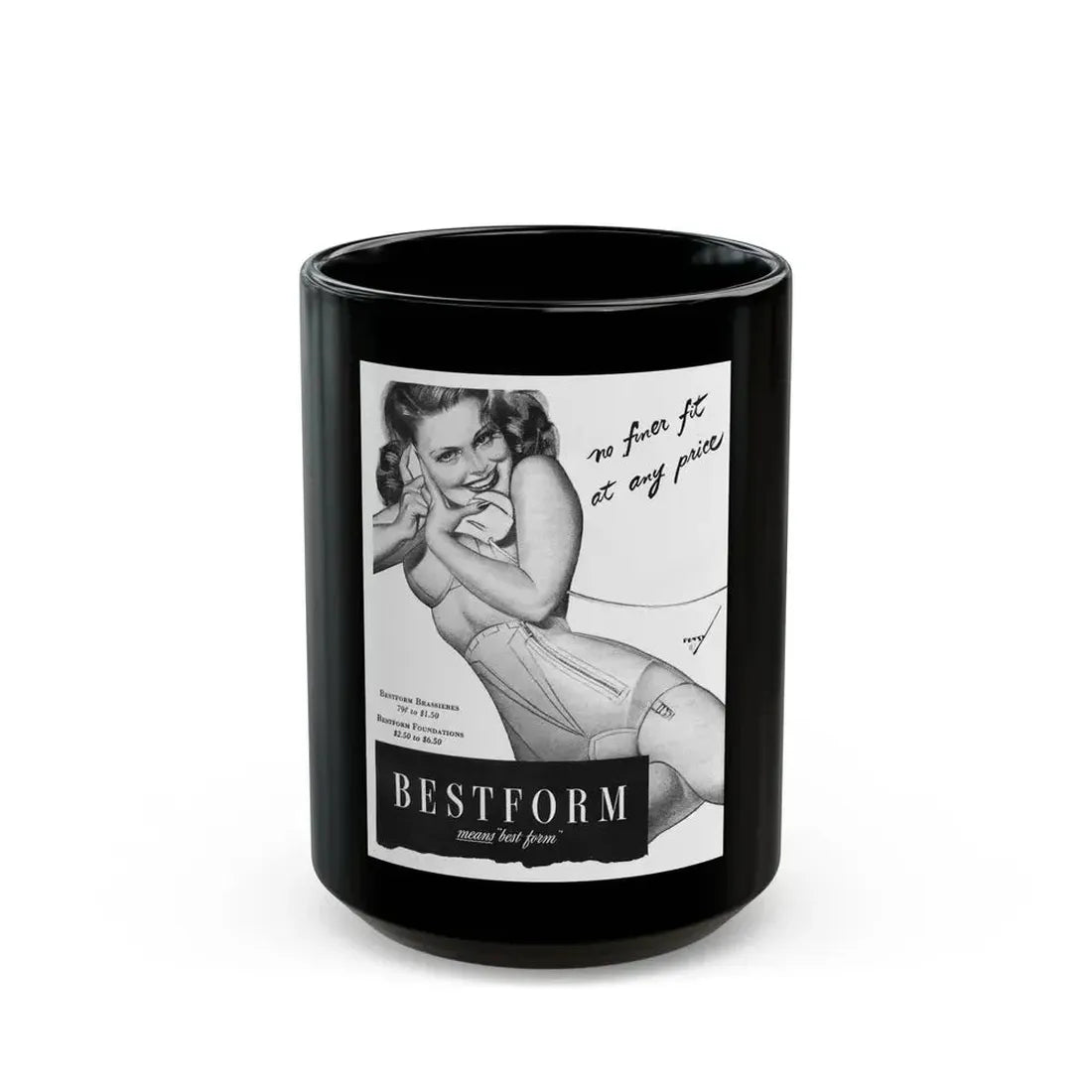 Best Form advertisement (2), 1945 - Black Coffee Mug 15oz - Go Mug Yourself