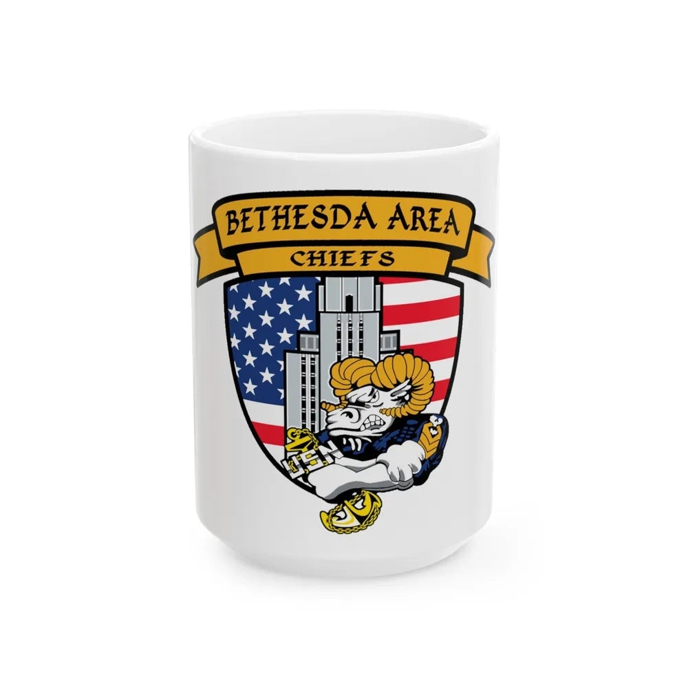 Bethesda Area Chiefs (U.S. Navy) White Coffee Mug-15oz-Go Mug Yourself