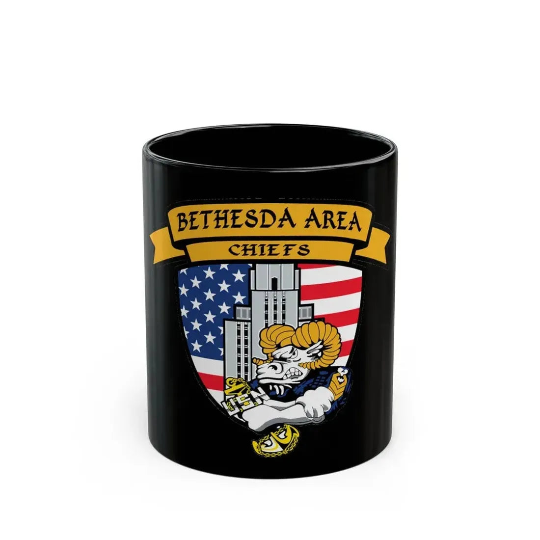 Bethesda Area Chiefs (U.S. Navy) Black Coffee Mug 11oz - Go Mug Yourself