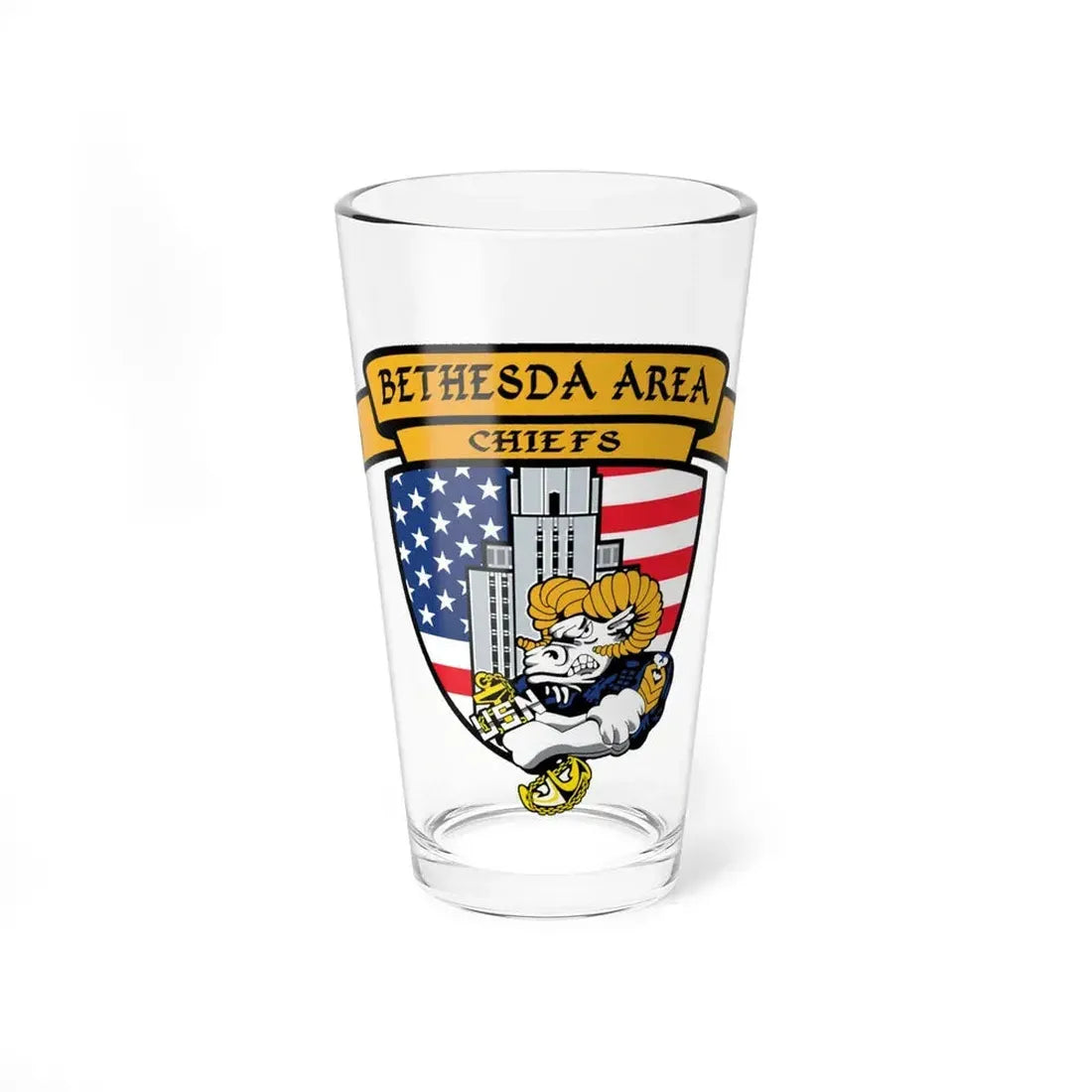 Bethesda Area Chiefs (U.S. Navy) Pint Glass 16oz 16oz - Go Mug Yourself