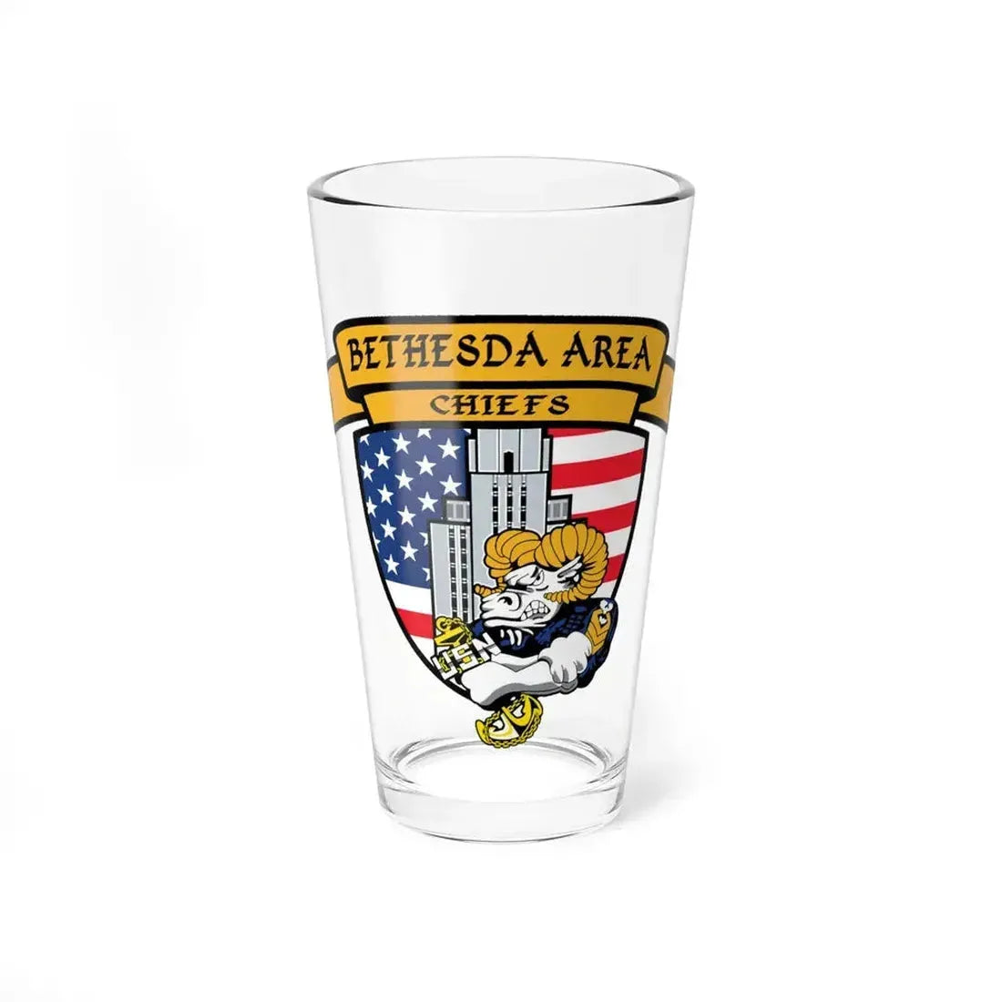 Bethesda Area Chiefs (U.S. Navy) Pint Glass 16oz - Go Mug Yourself
