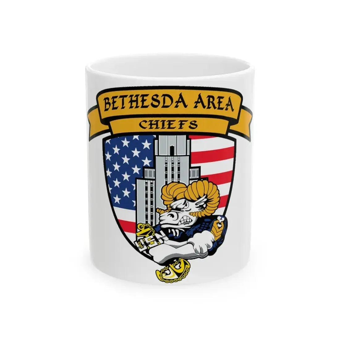 Bethesda Area Chiefs (U.S. Navy) White Coffee Mug 11oz - Go Mug Yourself