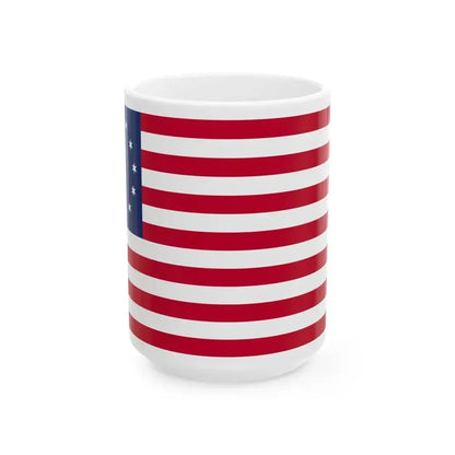 Betsy Ross flag 6-pointed stars (United States) White Coffee Mug 15oz - Go Mug Yourself