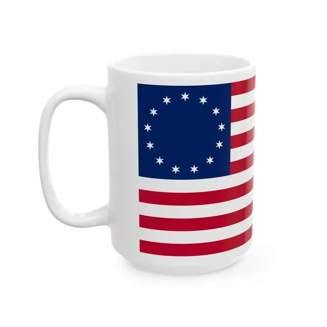 Betsy Ross flag 6-pointed stars (United States) White Coffee Mug - Go Mug Yourself