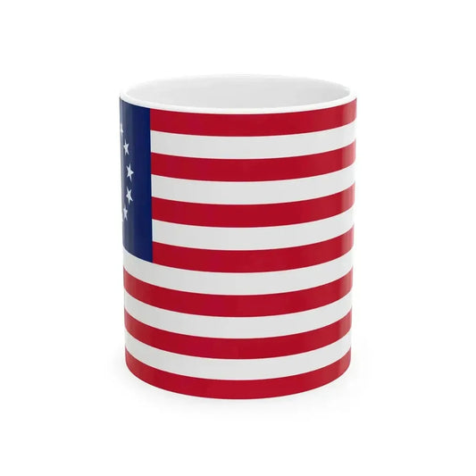 Betsy Ross Flag With Union Jack Colors (United States) White Coffee Mug 11oz - Go Mug Yourself