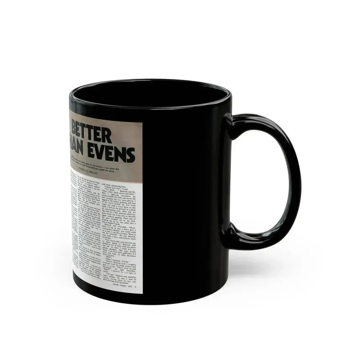 Better Than Evens, Adam magazine, October 1973 - Black Coffee Mug - Go Mug Yourself