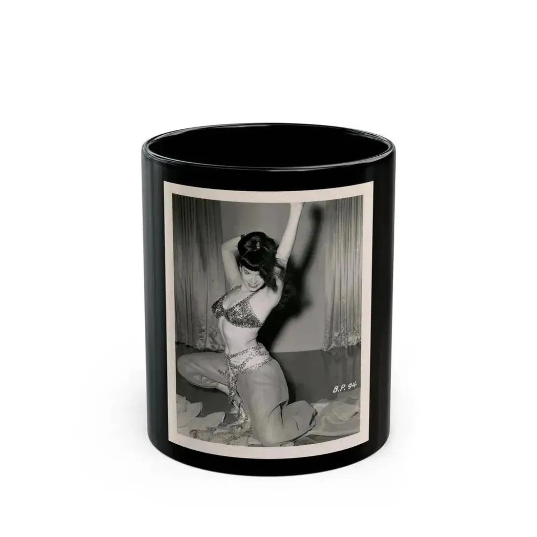 Bettie Page #01 (Vintage Female Icon) Black Coffee Mug 11oz - Go Mug Yourself