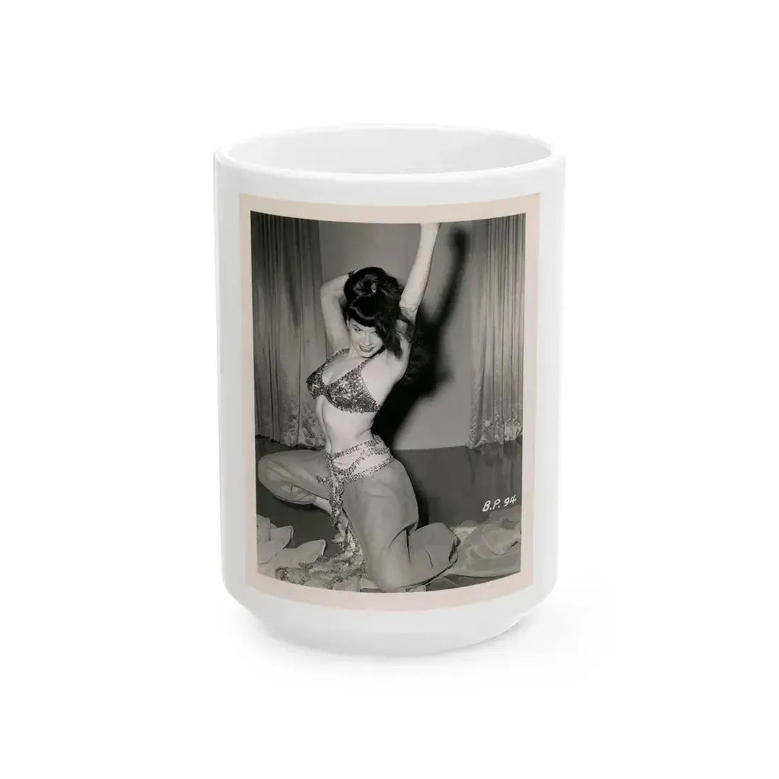 Bettie Page #01 (Vintage Female Icon) White Coffee Mug 15oz - Go Mug Yourself