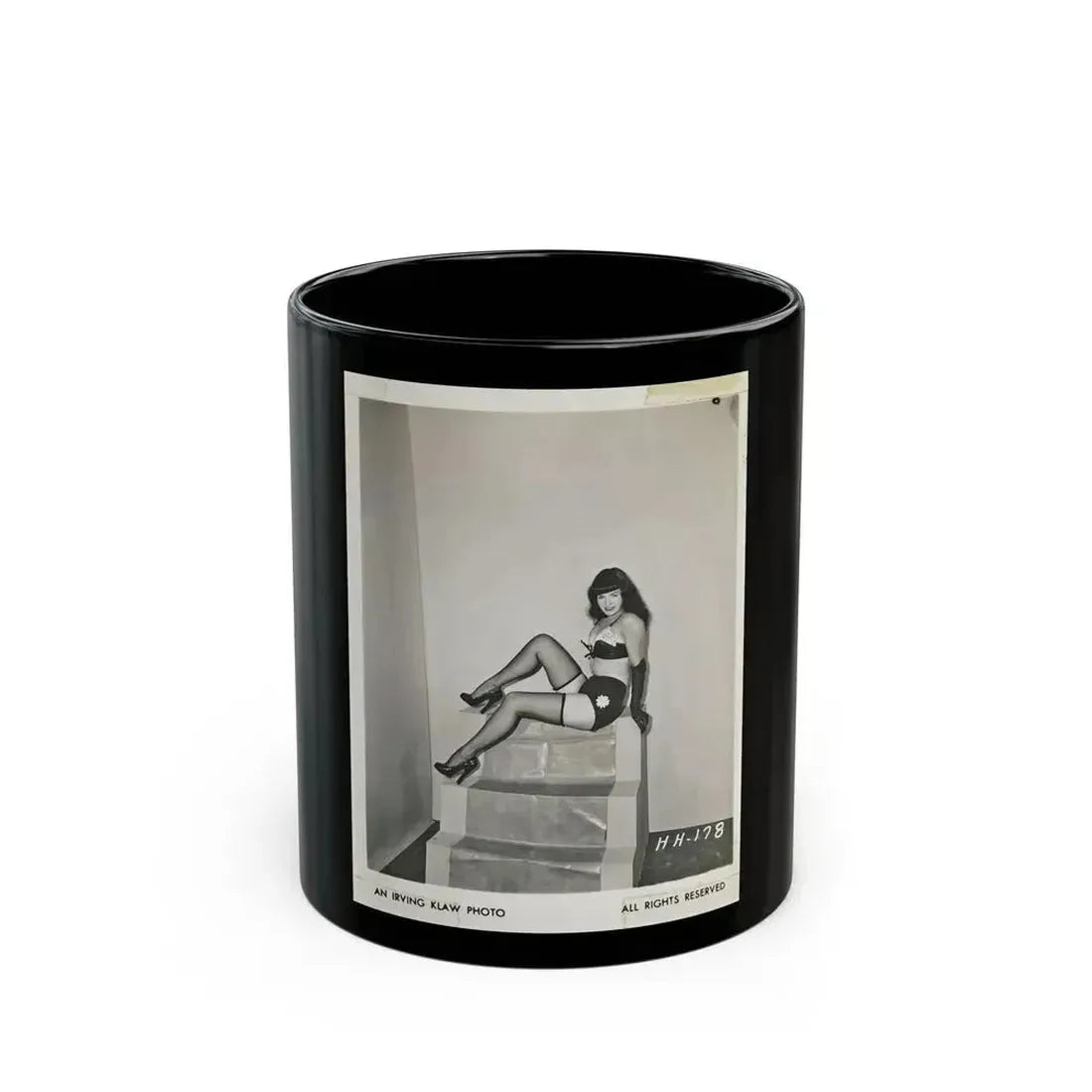 Bettie Page #08 (Vintage Female Icon) Black Coffee Mug 11oz - Go Mug Yourself