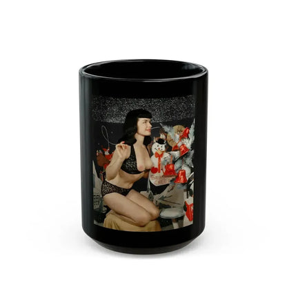 Bettie Page #100 (Vintage Female Icon) Black Coffee Mug 15oz - Go Mug Yourself
