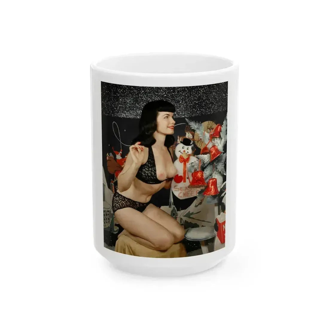 Bettie Page #100 (Vintage Female Icon) White Coffee Mug 15oz - Go Mug Yourself