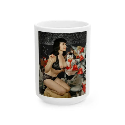 Bettie Page #100 (Vintage Female Icon) White Coffee Mug 15oz - Go Mug Yourself